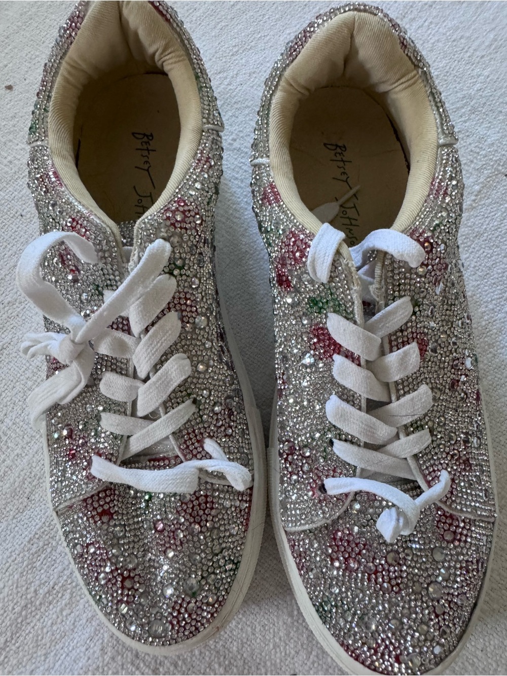 Betsey Johnson x DB  Sparkly Crystal Platform Sneakers  Size 9